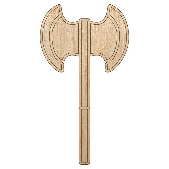 Medieval Battle Axe Wood Shape Unfinished Piece Cutout Craft DIY Projects - 4.70 Inch Size - 1/8 Inch Thick