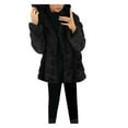 thumbnail image 2 of BiZtdJrK Plus Size Faux Fur Sherpa Jackets for Women Fluffy Fuzzy Long Sleeve Hooded Jacket Cozy Warm Winter Open Front Cardigan Black M, 2 of 4