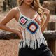 thumbnail image 4 of Mujeres de Verano Tops Casual Gancho de Mano Color Mixto Patchwork Strapless Borded Top para las Mujeres de Verano, Moda Casual Ligero, 4 of 5