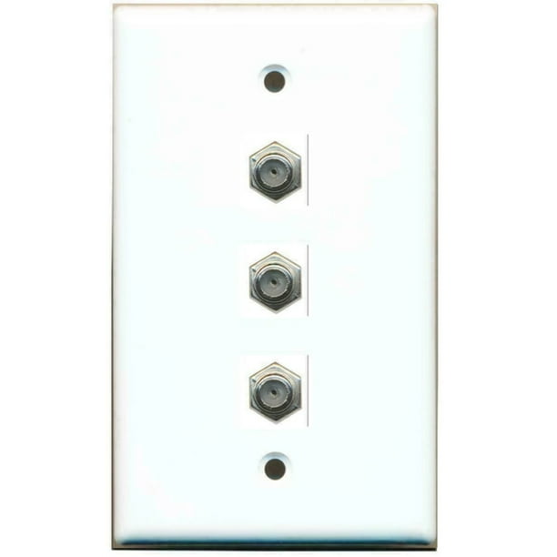 3 Port Coax Cable TV FType Wall Plate