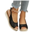 thumbnail image 4 of DIVVce Wedge Sandals For Women Slingback Peep Toe Espadrille Comfortable Adjustable Buckle Summer Casual Footwear, 4 of 8