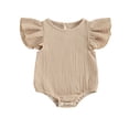 thumbnail image 1 of Gupgi Combinaisons Couleur Unie pour Bébés Filles Col Rond Manches Volantes Justaucorps Été, 1 of 9