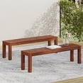 thumbnail image 4 of 2pcs 61.75'' Manila Bench Outdoor Patio Bench with Sturdy Frame Weather Resistant for Garden Backyard Park Durable Wooden Bench Seating, 4 of 9