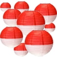 thumbnail image 1 of Faroles de papel Honoson, 9 unidades, rojo y blanco, 20-30 cm, 1 of 3