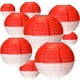 thumbnail image 1 of Faroles de papel Honoson, 9 unidades, rojo y blanco, 20-30 cm, 1 of 3