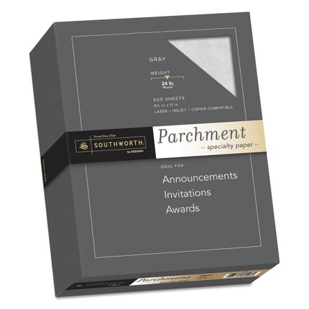 "Parchment Specialty Paper, 24 Lb, 8.5 X 11, Gray, 500/ream | Bundle of 2 Boxes"