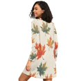 thumbnail image 2 of FORMRS Womens Long Sleeve Nightgowns Crew Neck Sleep Shirt Soft Pajamas Sizes S-3XL, Orange Autumn Leaves, 2 of 8