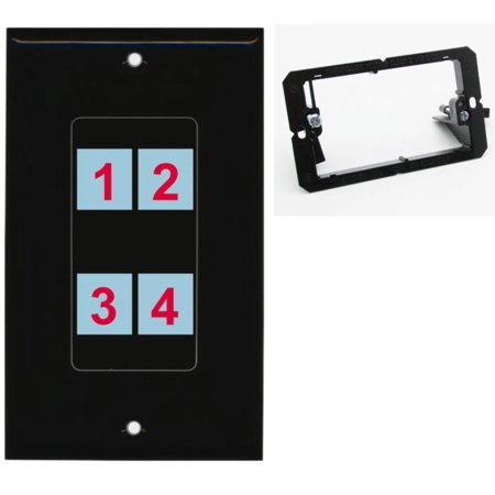 

RiteAV 4 Port Custom Keystone Wall Plate DecorZ Black w/Mounting Bracket