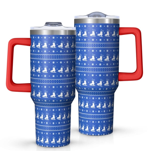 Christmas 40oz Tumbler– Stainless Steel Insulated Tumbler with Handle and Straw, Large Capacity Travel Cup for Hot & Cold Drinks