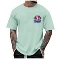 thumbnail image 2 of Mens Shirts Print Coconut Tree Blouses Round Neck Casual Short Sleeve Round-Neck Top Mint Green M T-shirts for Men, 2 of 4