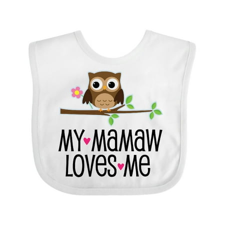 

Inktastic Mamaw Loves Me Grandchild Owl Gift Baby Girl Bib