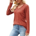 thumbnail image 3 of LIaqionyy Women's Sweater V Neck Tunic Tops Lightweight Dressy Loose Work Pullover Casual Blouse Fall Clothes, 3 of 6