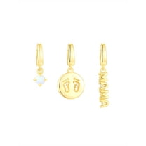 Brilliance Fine Jewelry Simulated Opal Mama Charm Set in 14KT Gold Plated Sterling Silver