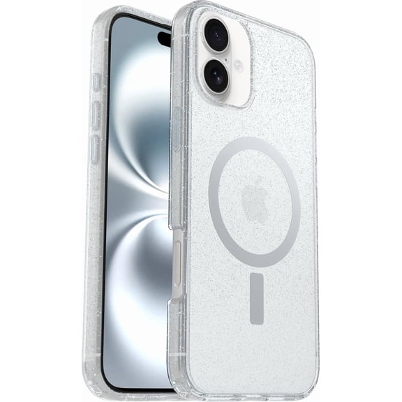 OtterBox iPhone 16 Plus (Only) - Symmetry Clear Series  Case - Stardust (Clear/Glitter) - Snaps to MagSafe - Ultra-Sleek - Raised Edges Protect Camera & Screen - Non-Retail Packaging