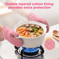 thumbnail image 6 of M Buder 4-Piece Oven Mitts Set, 392°F Heat Resistant Cotton Oven Gloves with Pot Holders, Non-Slip for Cooking, Baking, BBQ, Pink, 6 of 7
