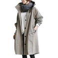thumbnail image 5 of Women Windbreaker Jacket Casual Loose Button Pockets Hooded Windproof Waterproof For Outdoor Hiking, 5 of 5