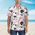 thumbnail image 4 of Lsque Lilies Flowers pattern Hawaiian Shirt for Men, Unisex Summer Beach Casual Short Sleeve Button Down Shirts-Small, 4 of 9