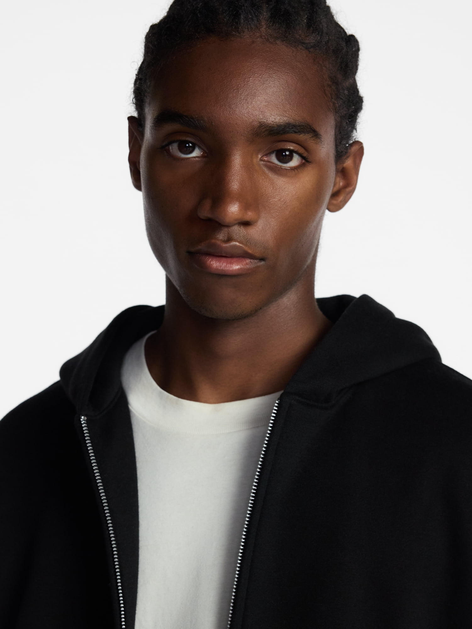 No Boundaries Boxy Oversized Fit Fleece Zip Hoodie Sweatshirt with Long Sleeves, Men's XS-4XLT