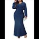 thumbnail image 3 of Vestido de Noche para Mujer, con Purpurina, Larga, Escote en V, Ajustado, Formal, con Lentejuelas, Talla Grande Azul XL, 3 of 7