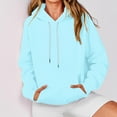 thumbnail image 4 of ITSAME Womens Hoodie, Fashion Solid Color with Pocket Loose Fit Pullover Hooded Sweatshirt Light Blue XL, 4 of 7