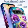 thumbnail image 4 of CASEFIV for Google Pixel 9 Case,Pixel 9 Pro Case,Heavy Duty Shockproof Protection 3 in 1 Hybrid Hard PC Soft Rubber Rugged Drop Protective Slim Women Phone Case,Purple/Flower, 4 of 7