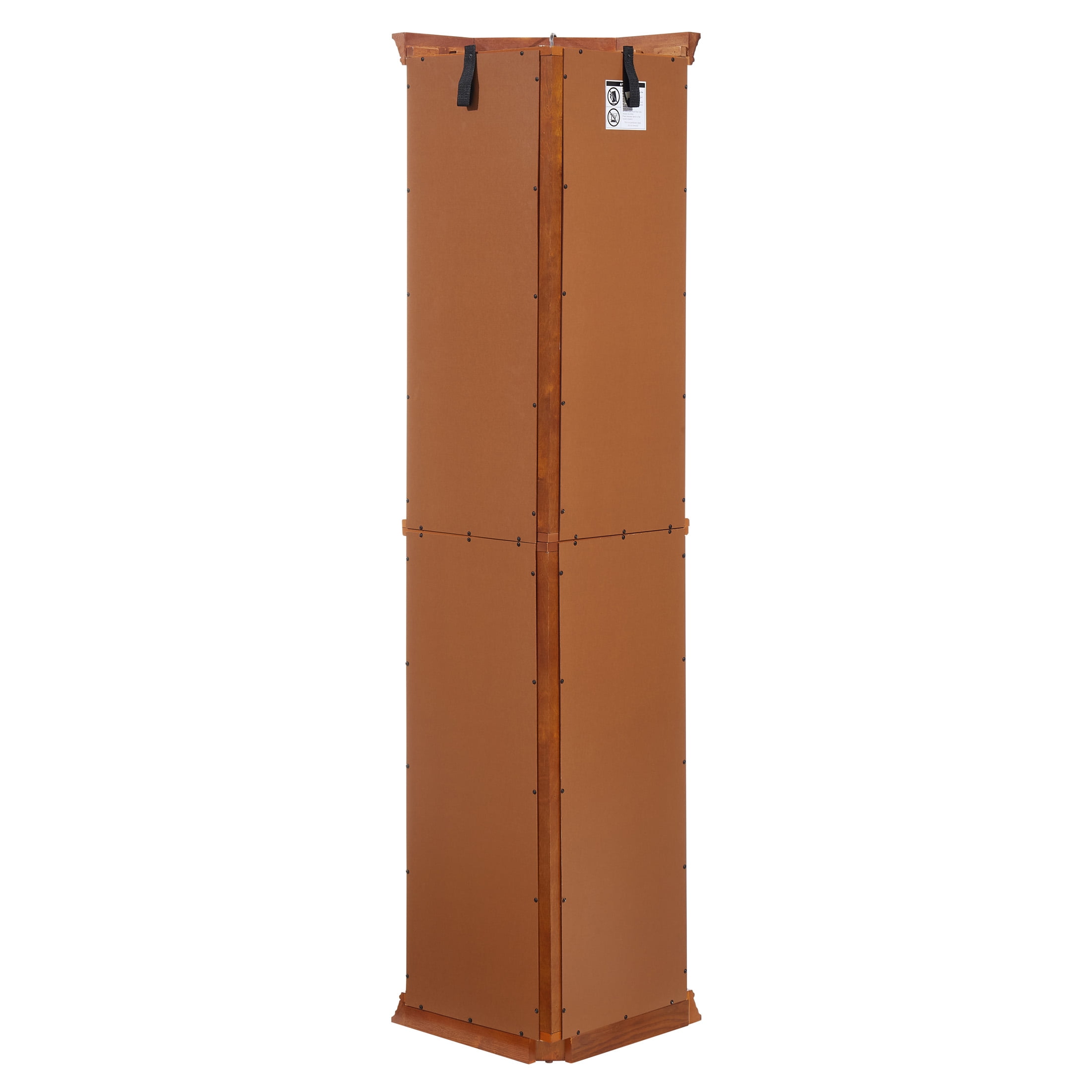 Aukfa Glass Storage Cabinet, Lighted Display Cabinet with Adjustable Shelves, Oak