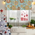 thumbnail image 5 of Turquoise Boho Floral Curtain Valances for Windows, Kitchen Valance Window Treatments Panel 2 Pack, Vintage Abstract Art Ethnic Flowers Rod Pocket Short Curtains for Bathroom Bedroom 42 x 12 Inch, 5 of 8