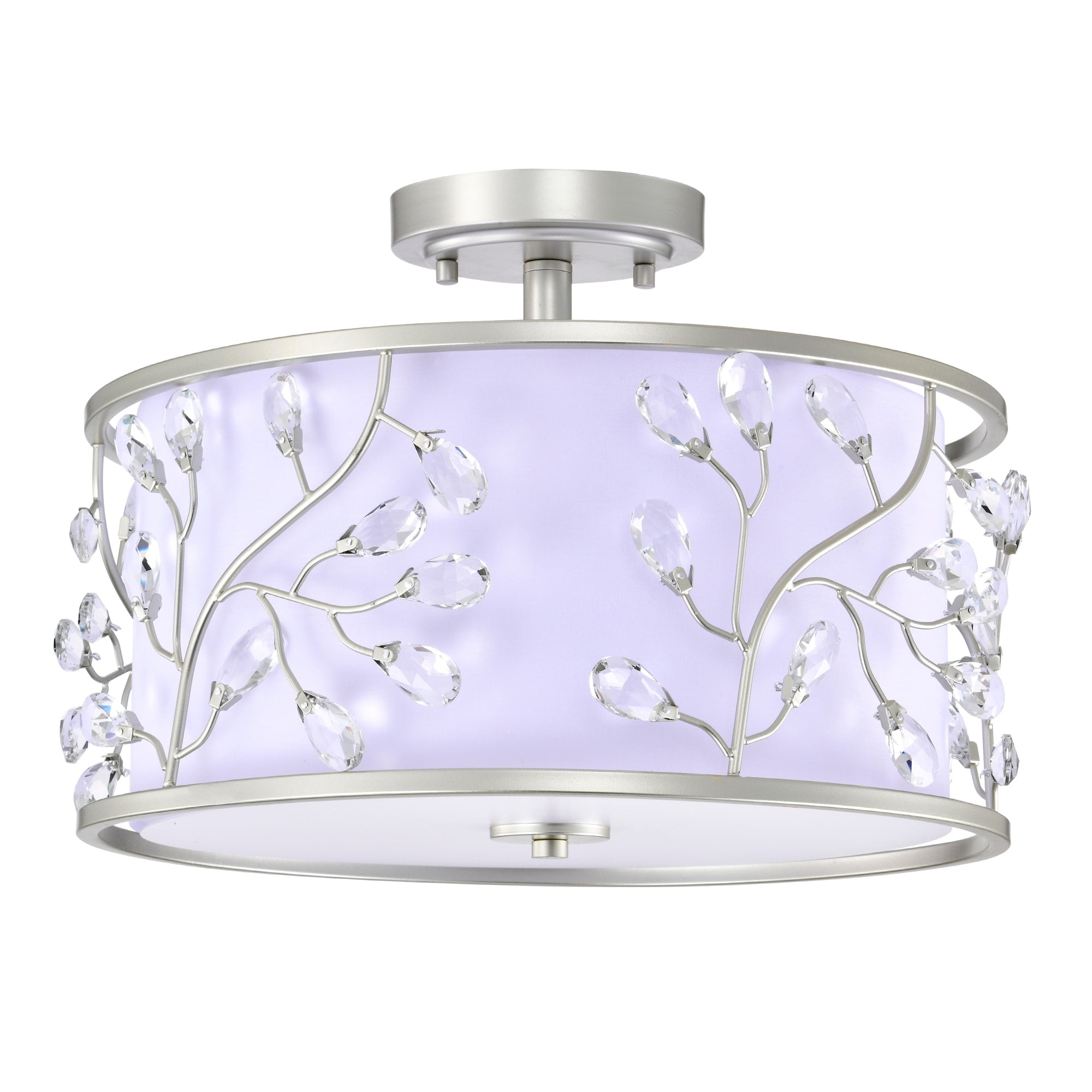 Lala 20 in. 3-Light Indoor Satin Silver Finish Semi-Flush Mount Ceiling Light with Light Kit