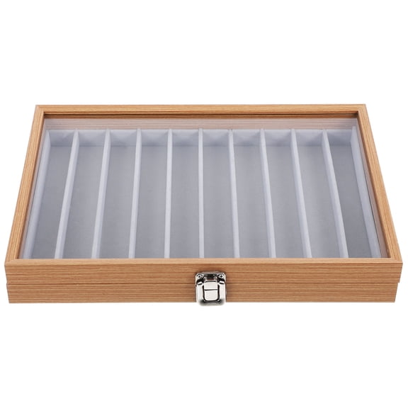 GOOHOCHY Jewelry Organizer Box with 10 Compartments, Stackable Glass Top Lockable Necklace Holder Storage Case for Women and Girls