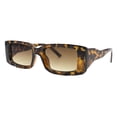 thumbnail image 2 of Womens Fashion Sunglasses Rectangular Ridged Frame UV 400 Tortoise, Brown, 2 of 4