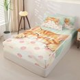 thumbnail image 3 of Manfei Watercolor Sleeping Kitten Zipper Twin Comforter Sets with Fitted Sheet and 2 Pillowcases, Cute Cat Art Zipper Bedding Set, Cream Pink Green, Gray Reversible, 4 Pieces, 3 of 7