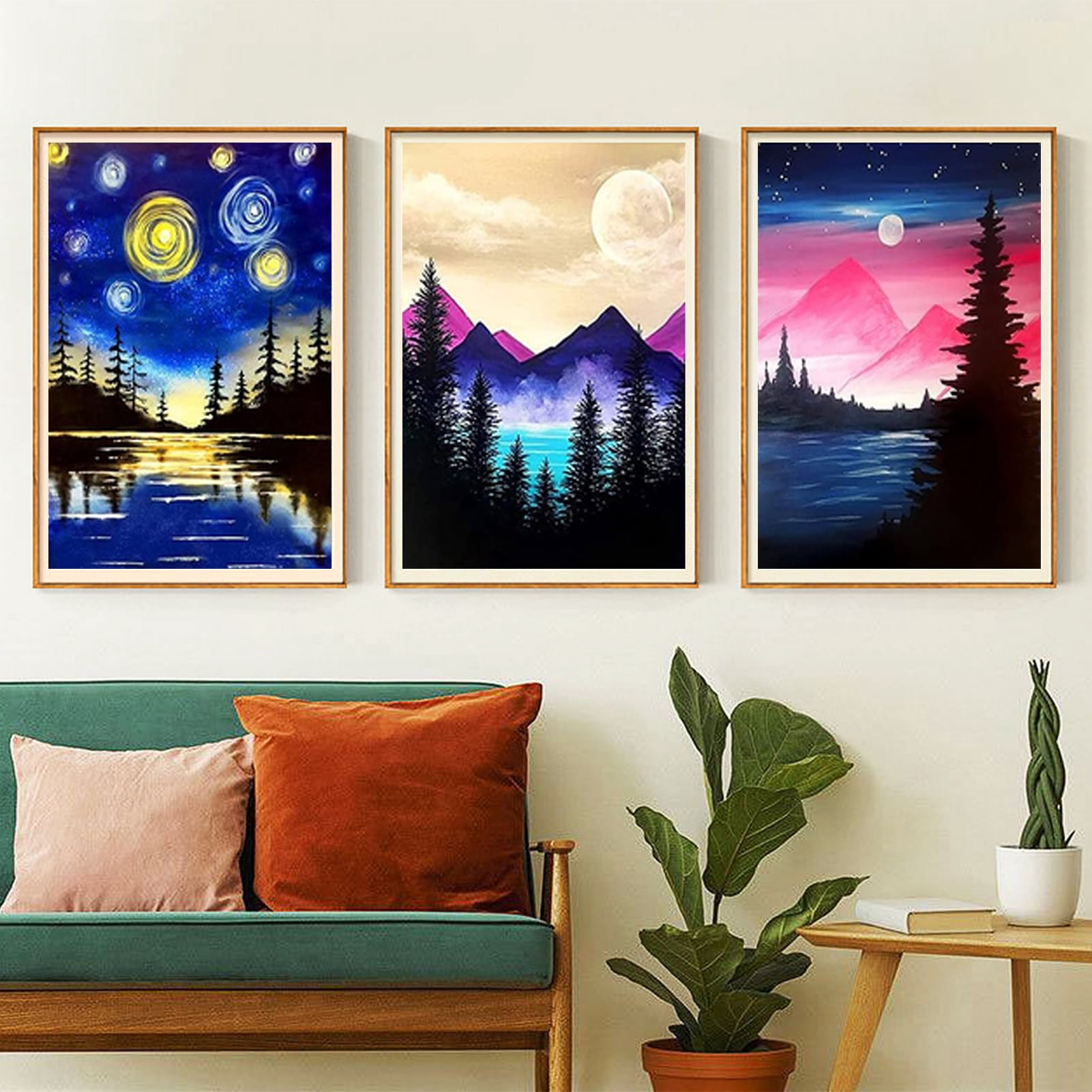YALKIN 12 Pack 5D Mountain Diamond Art Painting Kits for Unisex Adults Beginners with Full Accessories