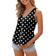 thumbnail image 2 of ICHUANYI Clearance Fashion Women's Summer V-Neck Sleeveless Button Print Casual Tank Top Blouse(Black, XL) ICHUANYI WER2023081001974, 2 of 4