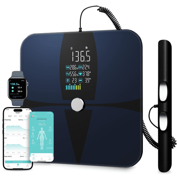 Lepulse 8-Electrode Smart Body Fat Scale, Full Body Composition Analyzer with App, BMI, Muscle Mass, 20 Metrics, Rechargeable Digital Bathroom Scale