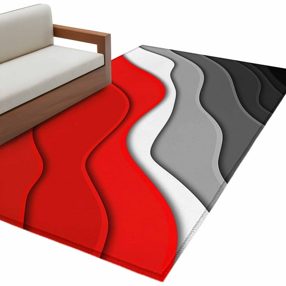 Red Black Ombre Area Rug 3x5 FT, Non Slip Entryway Bedside Carpet, Modern Geometric Abstract Aesthetics Cream Washable Soft Floor Carpet Indoor Mat Throw Rug for Dorm Kitchen Home Office