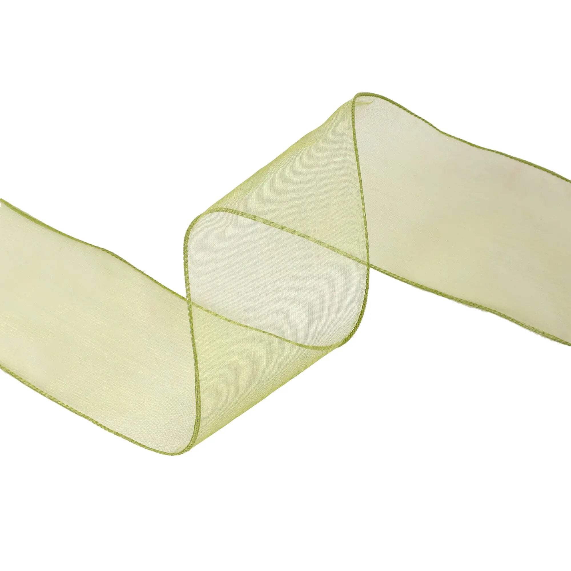 LaRibbons 2 1/2" Wired Sheer Ribbon, Apple, 50 Yard Roll