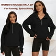 thumbnail image 5 of Xidunhg Women's Hoodies Half Zip Long Sleeve Fleece Lined Crop Pullover Sweatshirts with Pockets Thumb Hole Black S, 5 of 10