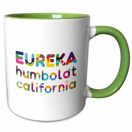 3drose, Eureka, Humboldt, California Colorful Text. Typography Gift, 15oz Two-tone Green Mug
