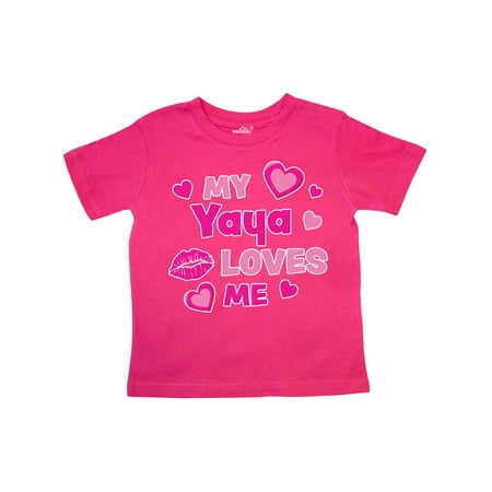 

Inktastic Valentine s Day My Yaya Loves Me Hearts and Lips Gift Toddler Boy or Toddler Girl T-Shirt