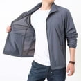 thumbnail image 6 of GUZOM Mens Lightweight Stand Collar Windbreaker Jacket Water Resistant Nylon Full Zip for Outdoor Hiking Travel Commute Spring Casual Dark Gray,Size 2XL, 6 of 9