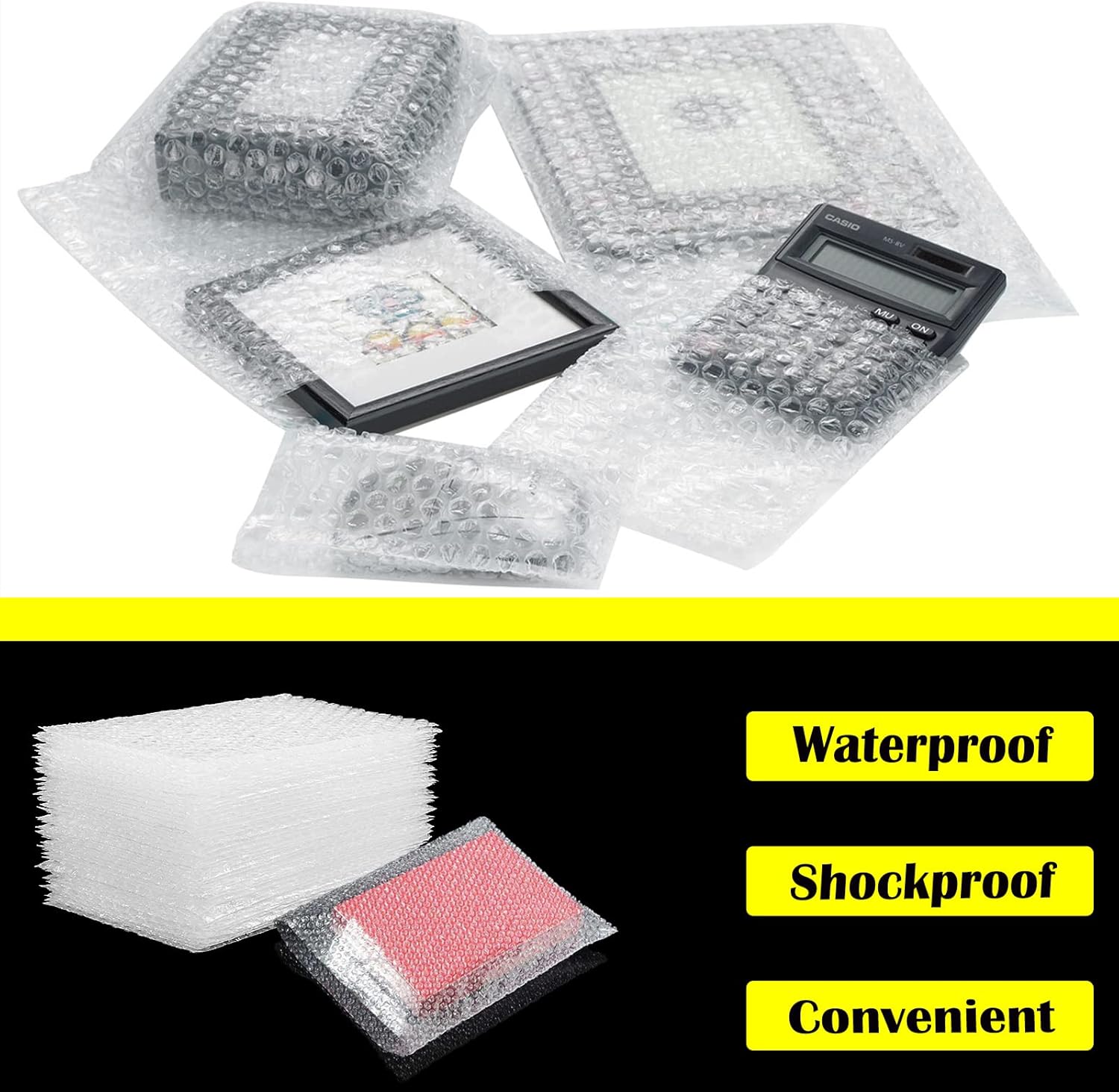 50PCS 8x10 Inch Bubble Pouch Wraps, Clear Bubble Out Bags for Packing, Double Walled Shockproof Foam Cushioning Bags for Moving and Shipping Fragile Item