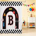 thumbnail image 2 of Erosebridal Alphabet Letter Shower Curtain 72Wx78L, Race Car Bath Curtain, Black B, 2 of 5