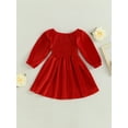 thumbnail image 2 of GXFC Little Girls Christmas Dress Clothes 6M 1T 2T 3T 4T 5T Kids Girls Long Sleeve Pleated A-line Dress Fall Christmas Holiday-themed Princess Dress Clothing Gifts for Children Girls, 2 of 9