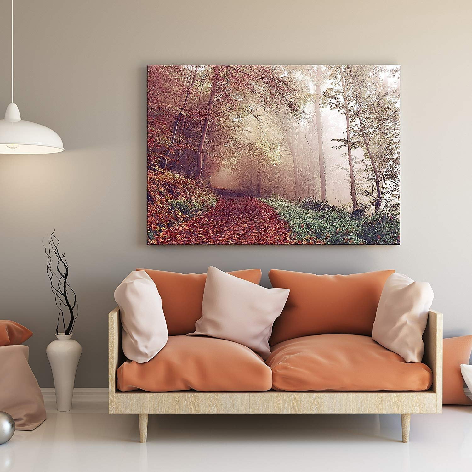 wall26 Canvas Wall Art Path in Red Pine Forest Giclee Print Gallery Wrap Modern Home Decor