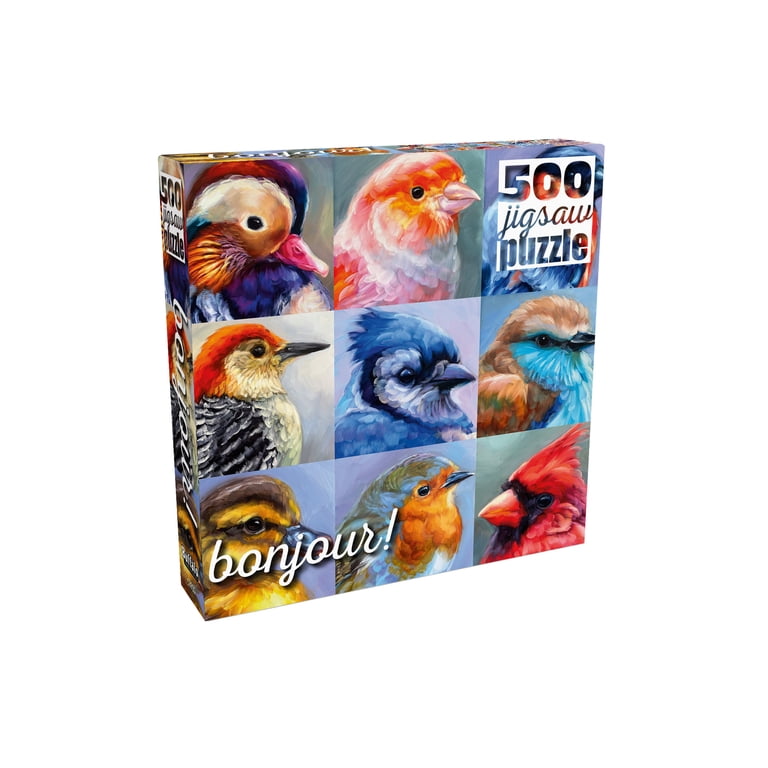 Buffalo Games Bonjour Wild Bird Collage 500-Piece Interlocking