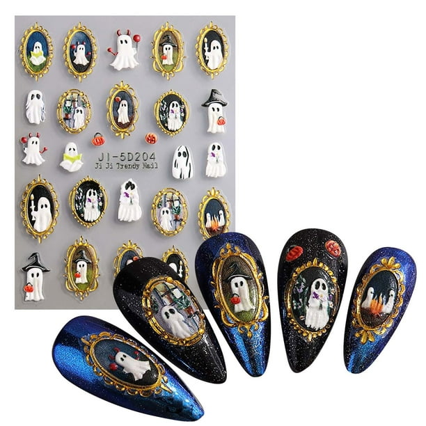 Pegatinas de uñas en relieve 5D con marco de fotos tallado, apliques de uñas fantasma, suministros de gelatina para uñas, decoración de uñas para mujeres, pegatinas para uñas