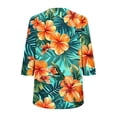 thumbnail image 4 of Horkkom Short Sleeve Tops for Women V Neck Floral Print Button Down Shirts Spring Summer Loose Casual Tops XXL, 4 of 6