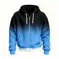 thumbnail image 4 of RUTAYY Men's Zip Hoodie Long Sleeve Loose Fit Waffle Fabric Gradient Design Daily Sweatshirt Black, 4 of 4