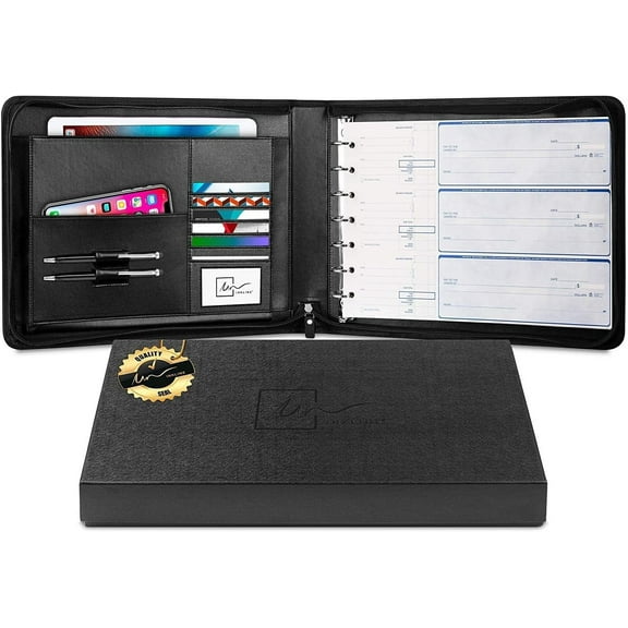 Inkline 7-Ring Check Binder 500 Check Capacity Portfolio Organizer, 9" x 13" Black