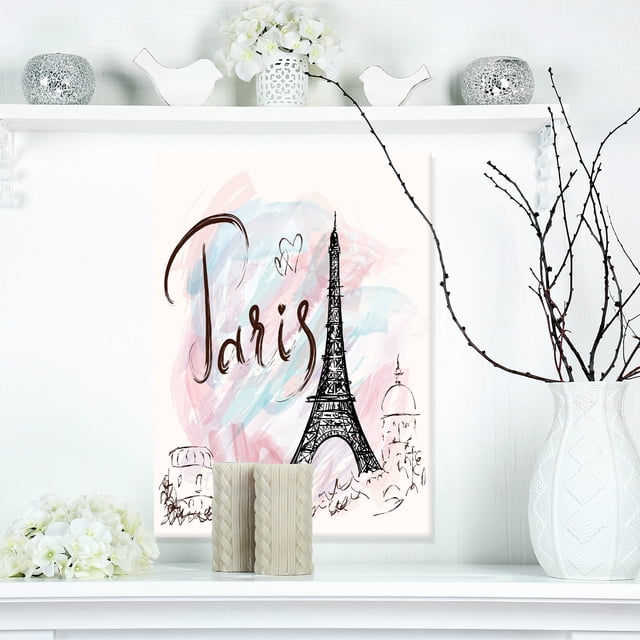 Illustration avec Tour Eiffel de Paris - Impression sur Toile Paysage Abstrait